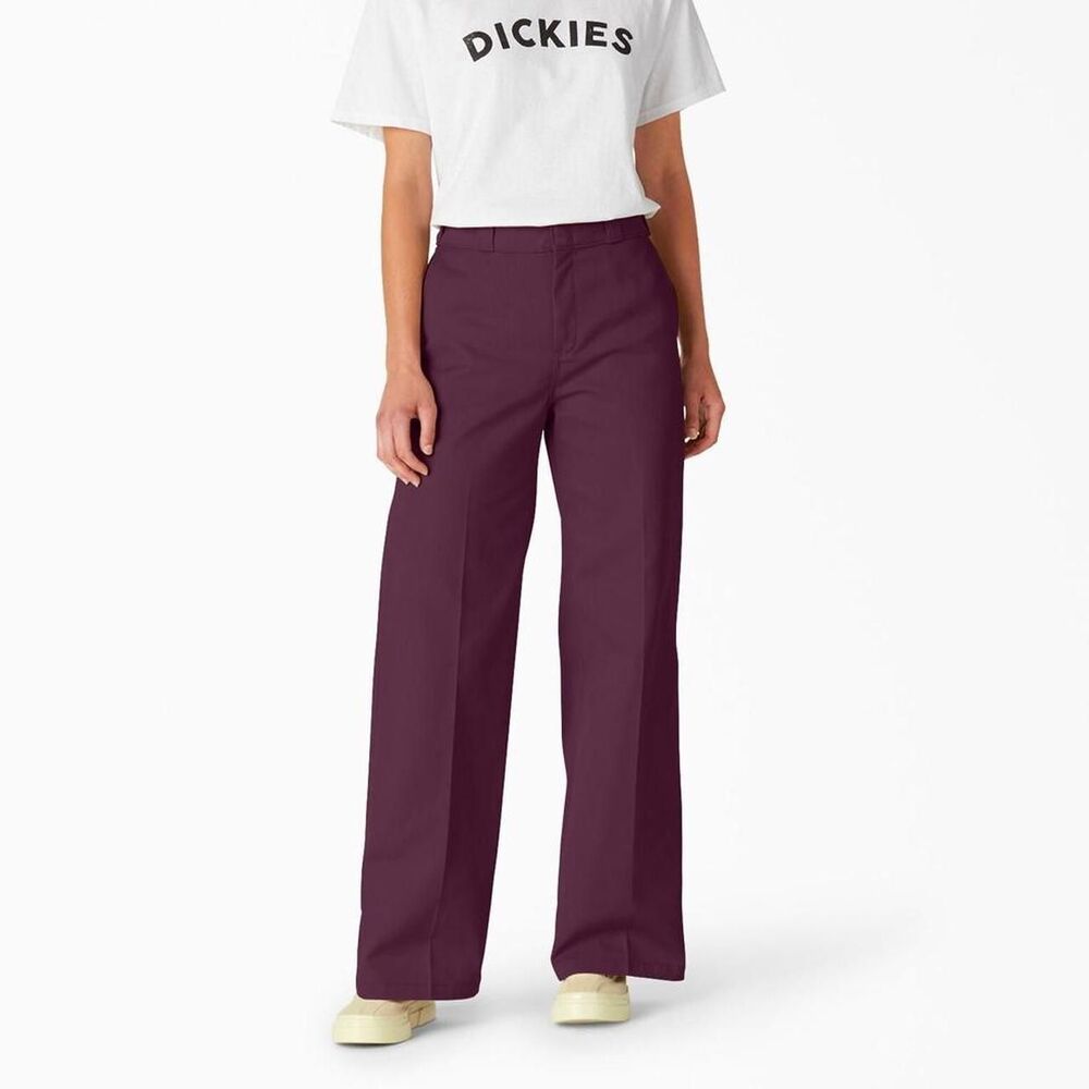 Dickies Women's Wine Wide-Leg Work Pants